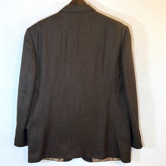 Vintage Oscar de la Renta Wool Brown Houndstooth 48L Classic Sport Coat Blazer - Picture 2 of 8